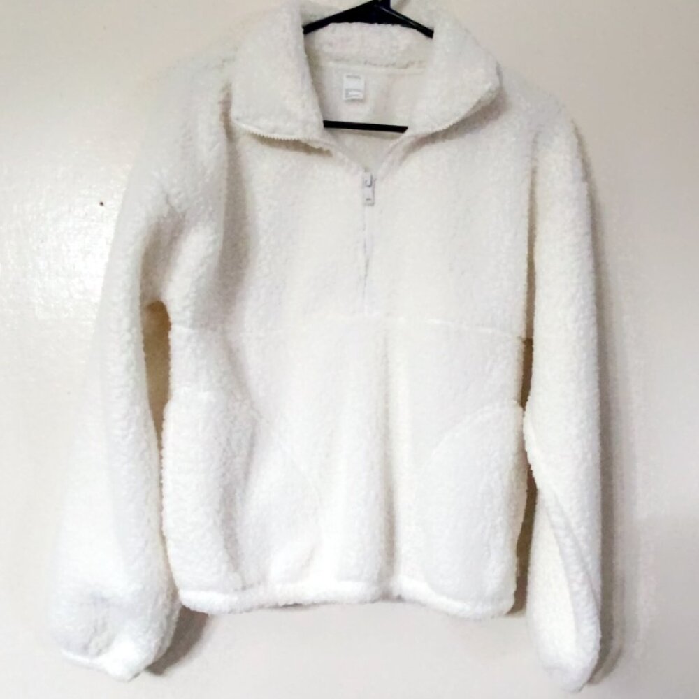 Gilly Hicks Hollister Cream Sherpa 1/4 Zip Pullover